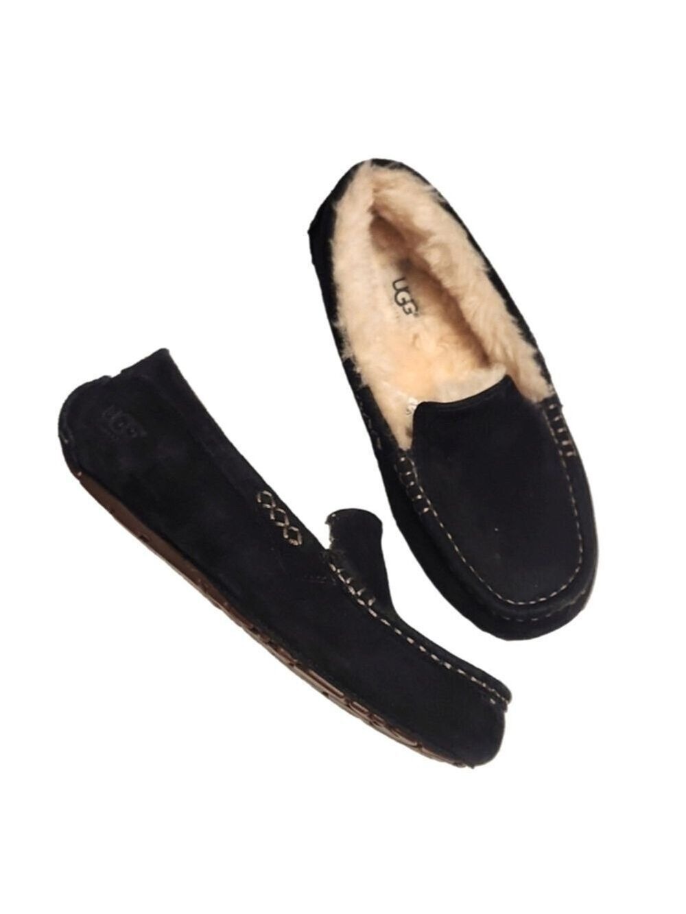UGG Ansley Suede Loafer Slippers Black Size 6